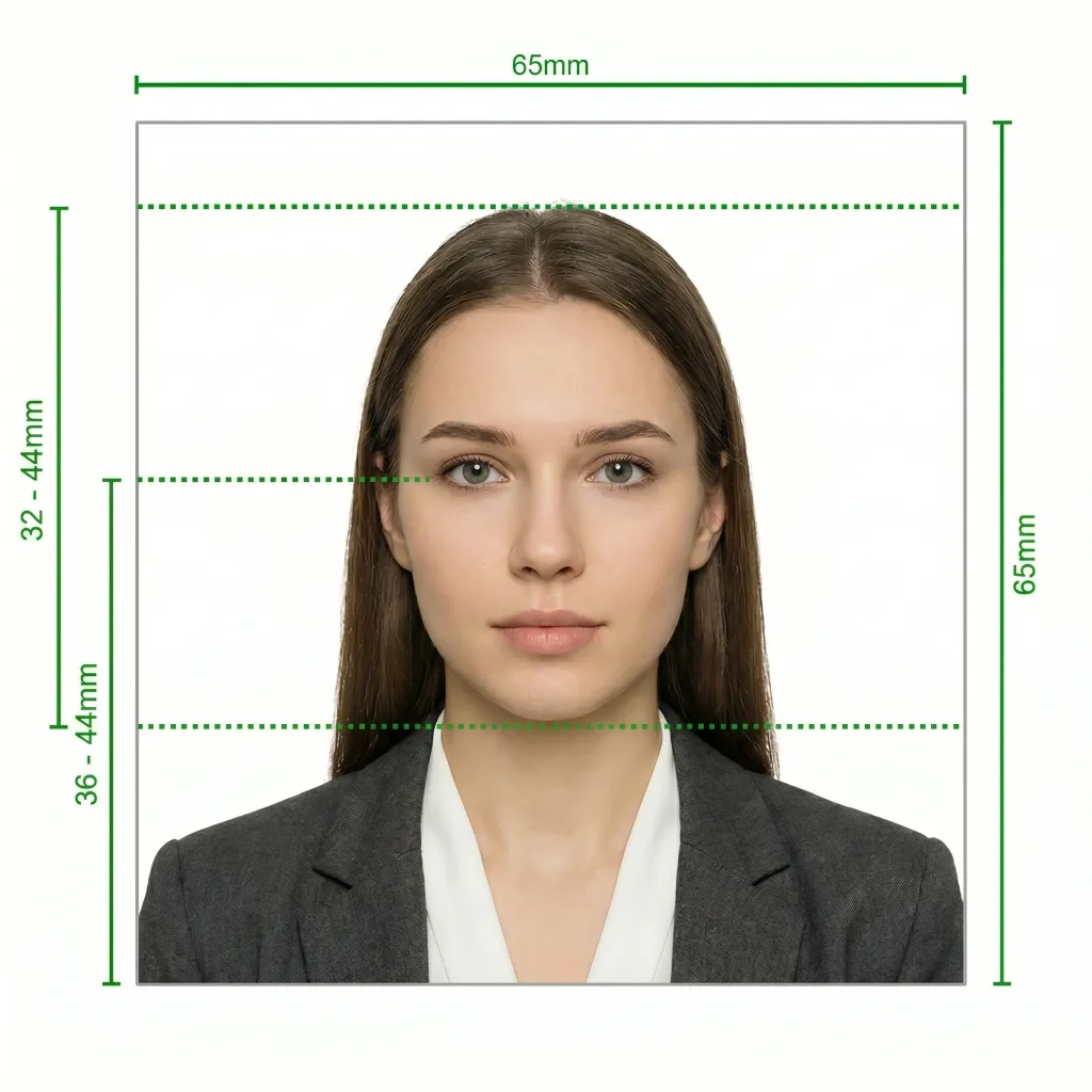 Australia Taxi / Private Hire ID Card Photo Size Diagram - 65x65mm square