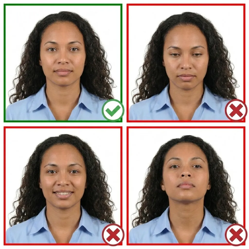 Correct posing for passport photo