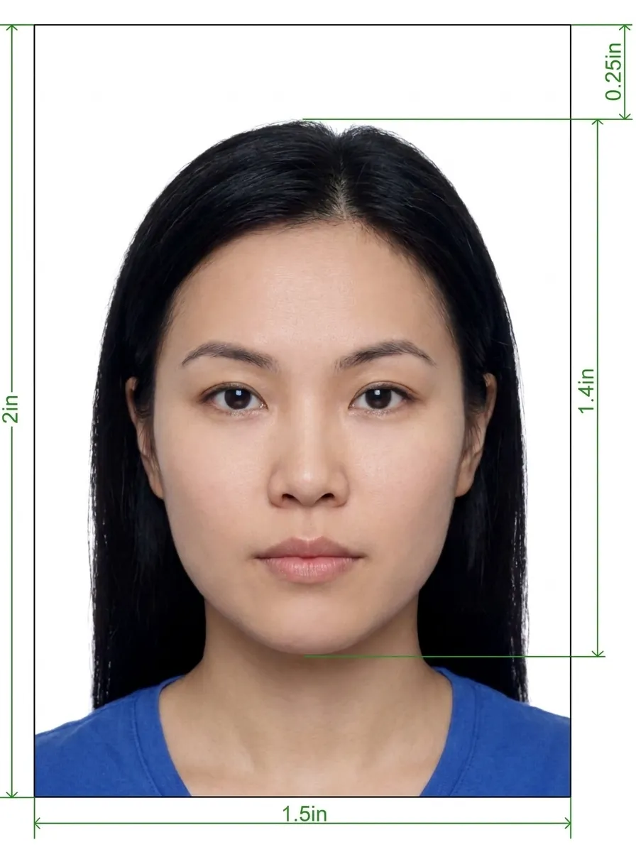 NY MTA MetroCard Photo Size Diagram - 1.5x2 inches with head positioning